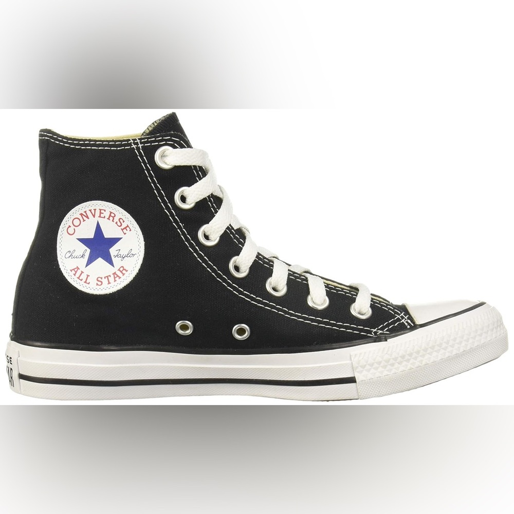 Converse Black Canvas High-Tops with White Accents Size 8